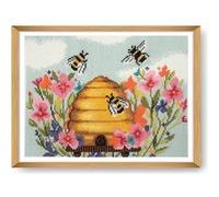 Generique Kit de point de croix Abeille moderne 36x36 cm Tissu Aida 11 fils (cadre non inclus)