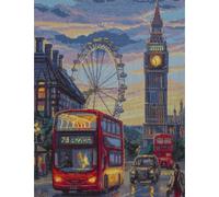 Kit de point de croix Aine "Londres pluvieux d'après une peinture d'Olga Nowicka", 30x40cm, DIY