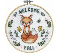 Kit de point de croix compté Design Works avec cerceau "Welcome Fall", Diam. 20cm