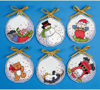 Kit de point de croix compté Design Works "Bulles de décoration de l'arbre de Noël - Lot de 6 pièces", 8x9cm