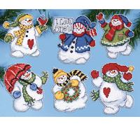 Kit de point de croix compté Design Works "Décoration de l'arbre de Noël I Live Snow Set de 6 pcs", 8x10cm