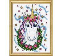 Kit de point de croix compté Design Works "Licorne florale", 13x18cm