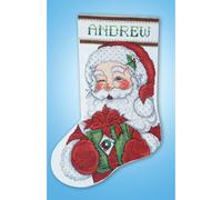 Kit de point de croix compté Design Works "Stocking Winking Santa", 43x30cm