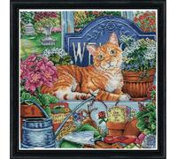 Kit de point de croix compté Design Works "Welcome Cat", 30x30cm