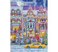 Kit de point de croix compté Letistitch "Maison de ville d'hiver", 30x21cm