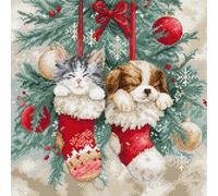 Kit de point de croix compté Letistitch "Sieste de Noël", 24x24cm