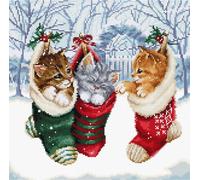 Kit de point de croix compté Letistitch "Snowy Kitties", 24x24cm