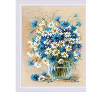 Kit de point de croix compté Riolis "Marguerites et Bleuets", 24x30cm, DIY