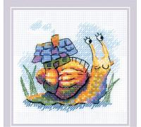 Kit de point de croix compté Riolis "Petit escargot", 15x15cm, DIY