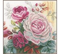 Kit de point de croix compté: rose rose (lin)
