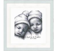 Kit de point de croix compté Vervaco "Jumeaux", 20x21cm