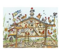 Kit de point de croix "Cut Thru Hen Home" de Bothy Threads, XCT37, 35x26cm