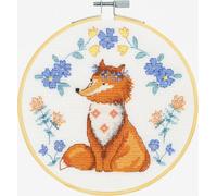 Kit de point de croix DMC avec cerceau "Folk Fox", ¶ 18ccm