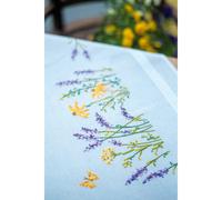 Vervaco - Kit de point de croix pré-imprimé Nappe Lavande 80 x 80 cm - Kit complet