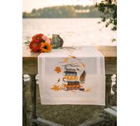VERVACO Kit Point De Croix Pré-Imprimé Chemin De Table Lecture d'automne Broderie Kit Complet Adulte Loisir Créatif Maison Decoration Manuelle Table Cadeou DIY 40 x 100 cm Cross Stitch Embroidery