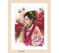 Kit de point de croix Lanarte "Femme asiatique en rose", motif à compter