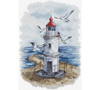 Kit de Point de Croix Le Phare Compté pour Adultes avec Aiguille et Broderie