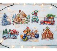 Kit de point de croix Letistitch "Kit Ornements de Noël No.3, set de 7pcs", compté, DIY, 15x15cm