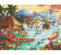 Kit de point de croix Letistitch "La vie dans les îles" ; patron à compter, 44x33cm