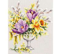 Kit de point de croix Magic Needle Zweigart Edition Bouquet de printemps, 20 x 23 cm