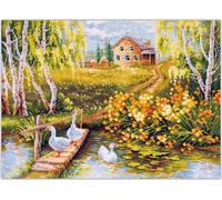 Magic Needle Zweigart Edition Kit de broderie au point de croix Motif étang de village
