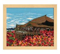 Kit de point de croix Olympus "Feuilles d'automne et Kiyomizudera", 29,7x36,4 cm