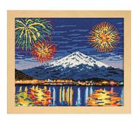 Kit de point de croix Olympus "Feux d'artifice d'hiver au lac Kawaguchi et au Mo