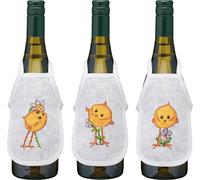 Kit de point de croix Permin tabliers à bouteilles, set de 3 pièces "Kyllinger", 10x15 cm