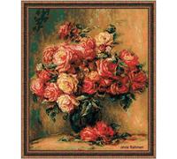 Kit de point de croix Riolis Bouquet de roses d'après un tableau de Pierre-August Renoir