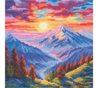 Kit de point de croix RTO "Couleur du soleil, montagnes", 15.5x15.5cm, DIY