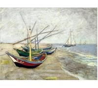 Kit de point de croix sculpté paysage Van Gogh imprimé Kit complet de broderie avec fil DMC - Travail manuel - Tricot - Ensemble de loisirs avec outils de broderie