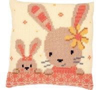 Kit de point de croix Vervaco coussin "Liebe Kaninchen", 40x40cm