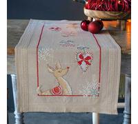 Kit de point de croix Vervaco nappe estampillée 'Renne dans l'esprit de Noël', 40x100cm