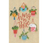 Kit de point de satin estampillé Dimensions "Hang In There", 12,7x17,7cm