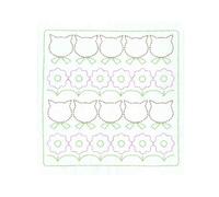 Kit de point Sashiko estampillé Olympus "Hana Fukin Pop Designs Cats and Flowers