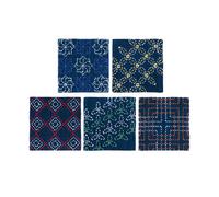 Kit de point Sashiko estampillé Olympus "Tsugumi Coaster Dark Blue set of 5", 10