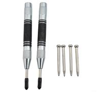 Kit de pointeau central chromé pour métal et bois | Lot de 2, tension réglable, acier chromé, pour la préparation du perçage du métal et du bois