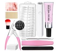 Kit de pointes de faux ongles - Ensemble de ongles en gel d'extension artificielle | Pinceau à ongles avec gel à ongles pour femmes, bande de gommage à ongles, ciseaux à ongles, pointes à ongles