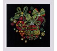 Kit de points comptés Riolis pour le travail en noir "Holiday Ornaments", 25x25cm