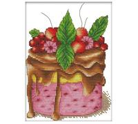 Kit De Points De Croix Pour Débutants, Kit De Démarrage De Broderie Estampillée Pour Bricolage 11ct 3 Brins-Gâteau Au Chocolat