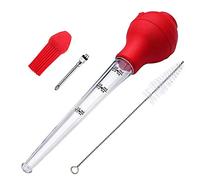 Kit de poire à marinade Seringue à marinade alimentaire Ampoule en caoutchouc FDA de qualité commerciale comprenant une seringue à marinade et une brosse pour barbecue à steak de dinde rouge,plastique