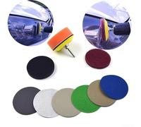 Kit de polissage automobile de 7,6 cm pour restauration de phares, feuilles de papier abrasif imperméable grain 1000/3000/7000, chiffon à récurer rouge, éponge orange