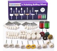 Kit de polissage de 114 pièces avec 2 composés de polissage pour Dremel, roues de polissage abrasives pour outils rotatifs, accessoires avec tige de 0,3 cm, kit de ponçage pour métal, bois, montre,