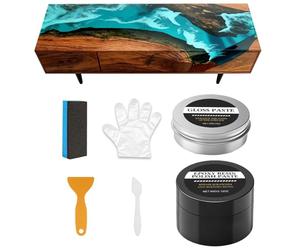 Kit de polissage en résine époxy - Formule crème réparatrice avancée, raffinement de la brillance, lisse, pâte réparatrice, rehausseur de brillance | Composé à haute transparence