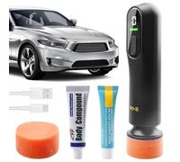 Kit de polissage pour voiture, kit de polissage avec batterie, avec 2 tampons de polissage, polisseuses sans fil, machine de nettoyage de film d'huile pour vitres, pour l'entretien de la voiture