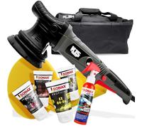 Kit de polissage pour voiture : polisseuse PLSH H15 + vernis SONAX PROFILINE 50 ml + tampon de polissage Garage Freaks Medium Cut + Sonax PolymerNetShield 75 ml + chiffon microfibre detailmate