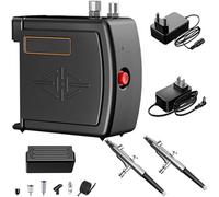 Kit de pompe à air aérographe, mini pistolet aérographe 2 à 15 psi, aérographes portables haute pression avec aérographe 0,3 mm + 0,5 mm, for maquillage, peinture, artisanat