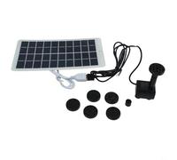Kit de pompe à fontaine à eau solaire 4 W 5 V avec panneau solaire 120 l/h Débit avec 9 buses de levage de 50 cm et câble de 1,5 m pour décoration de jardin, étang, terrasse, noir