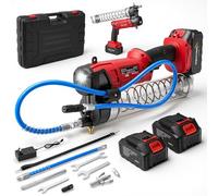 Kit de Pompe à Graisse Électrique Sans Fil 12 000 PSI, 2 Batteries 4,0 Ah et Chargeur, Débit 5,3 oz/min, Tuyau et Éclairage LED, Pompe à Graisse Idéal pour Agriculteurs et Engins de Chantier
