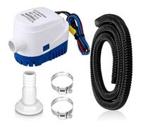 Kit de pompe de cale automatique de 1-1/8 pouces, 12 V, 100 GPH, pompe de cale avec tuyau et colliers de tuyau, ajustement universel pour piscines et bateaux